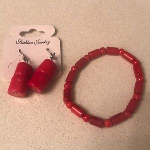 Coral earrings and bracelet